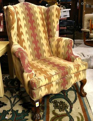 Queen Anne style wing back arm chair