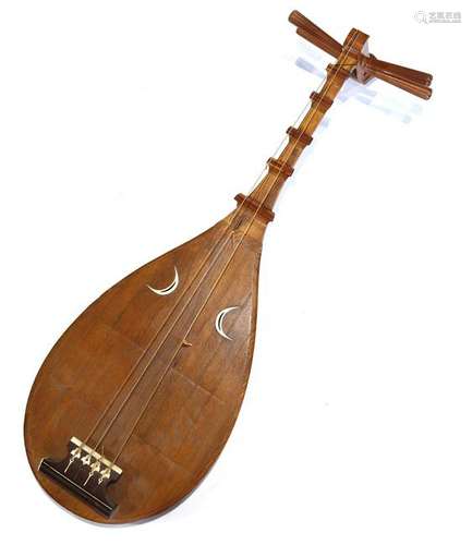 Eastern fruitwood and bone inlaid four string lute