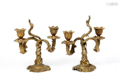 (lot of 2) Rococo style patinated bronze candlesticks