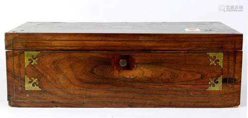 Victorian rosewood and brass inlaid lap desk