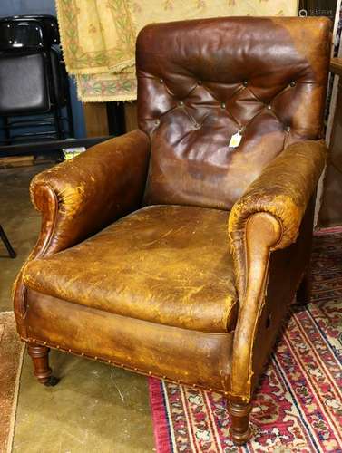 French leather upholstered arm chair