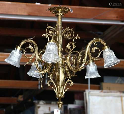 Victorian style five light chandelier