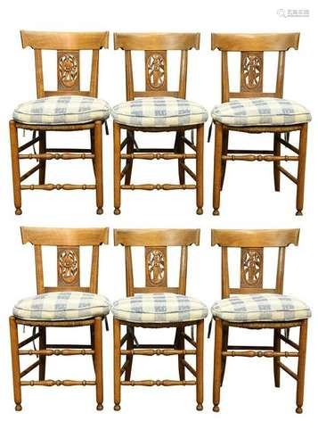 (lot of 6) French Directoire walnut side chairs