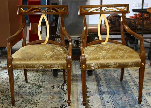 (lot of 2) Biedermeier style partial gilt armchairs