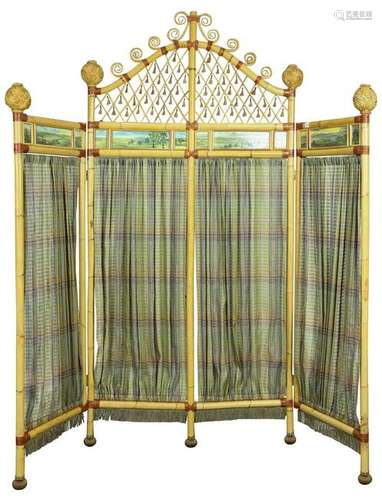 Mackenzie Childs Rattan three paneled screen