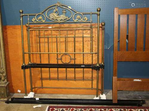 Neoclassical style brass bed frame, the headboard