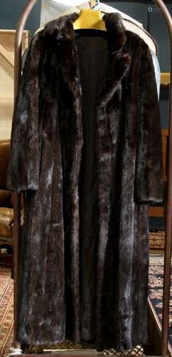 Long mink fur coat, female