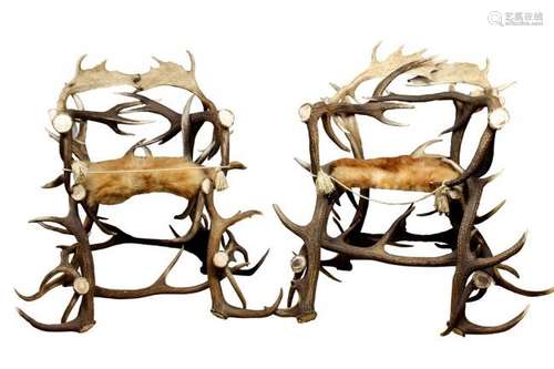 Pair of Victorian antler armchairs circa 1880