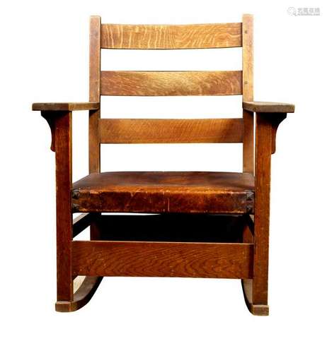 Arts and Crafts Gustav Stickley rocker circa 1914