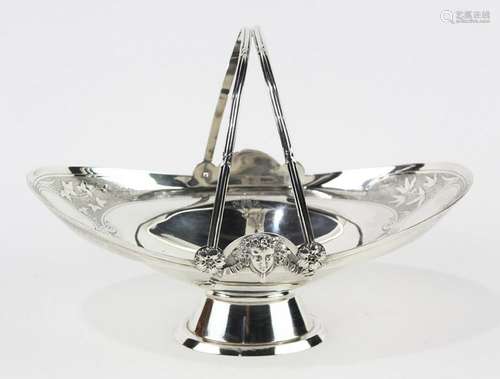 Victorian Aesthetic Movement sterling medallion basket,