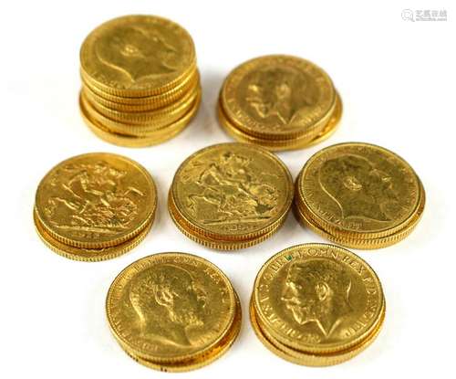 (lot of 27) Great Britain Sovereign gold coins, .2355