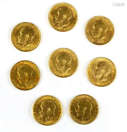 (lot of 8) Great Britain 1911 George V gold Sovereign