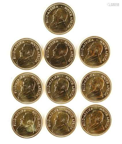 (lot of 10) 2010 1/2 ounce gold South African