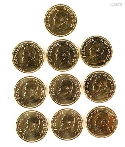 (lot of 10) 2010 1/2 ounce gold South African