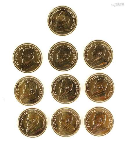 (lot of 10) 2010 1/2 ounce gold South African