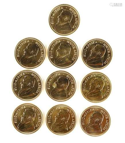 (lot of 10) 2010 1/2 ounce gold South African