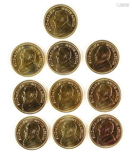 (lot of 10) 2010 1/2 ounce gold South African