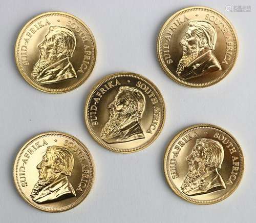 (lot of 5) 2010 1/2 ounce gold South African