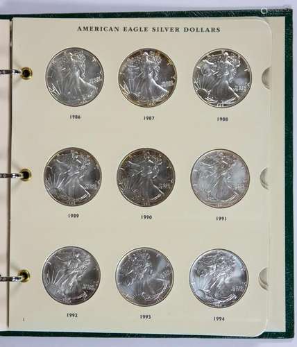 (lot of 15) American Eagle silver dollars in an album,