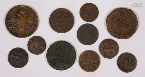 (lot of 11) Russian 18th and 19th Century coins,