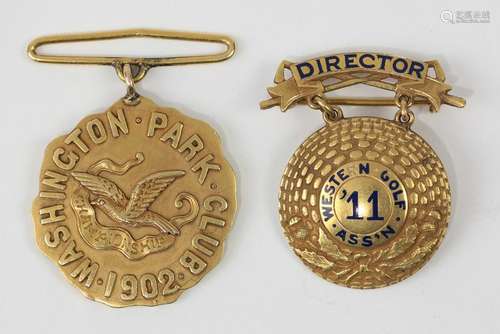 1902 Golf Club Washington Park 14k medal, won by E.J