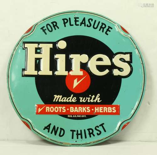 Hires soda fountain embossed metal sign