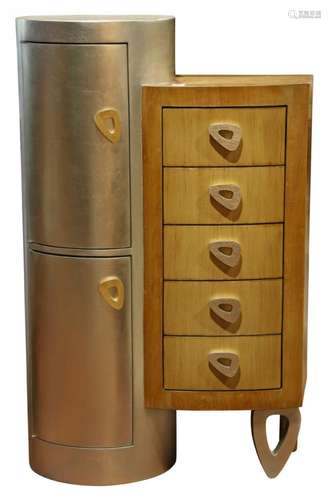 Contemporary silvered chest of drawers