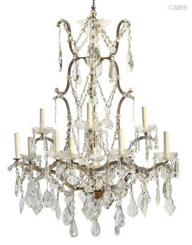 Continental crystal twelve light chandelier