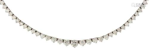 Diamond, 14k white gold necklace