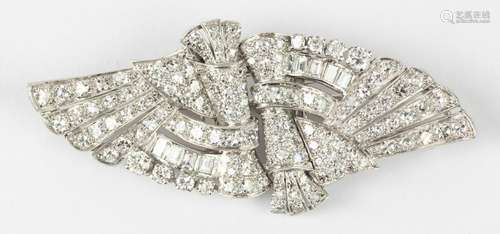 Diamond, platinum and white gold double clip brooch