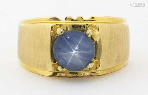 Star sapphire, 14k yellow gold ring