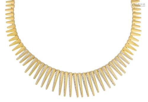 Diamond, 18k yellow gold spike necklace