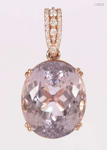 Morganite, diamond, 14k rose gold pendant-enhancer