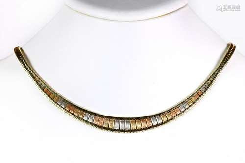 14k tricolor gold necklace