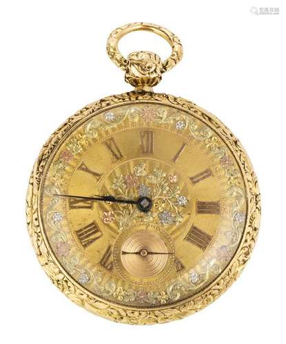 Joseph Johnson 18k tricolor open face pocket watch