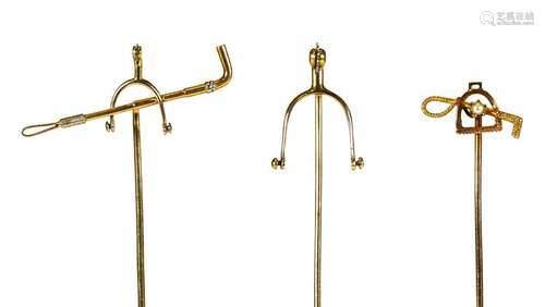 (Lot of 3) Seed pearl, 14k yellow gold riding stickpins