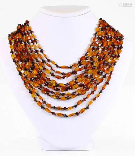 Amber multi-strand necklace