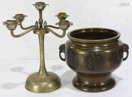 Japanese Bronze Hibachi, Candle Holder, Meiji