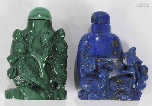 (Lot of 2) Two Chinese Carved Hardstone Snuff Bottles