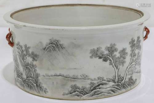 A qianjiangcai enameled Chinese basin, of cylindrical