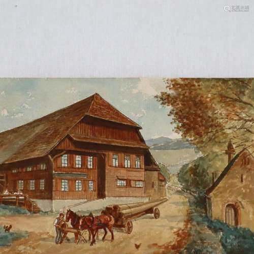 Epper, I. - Holzfuhrwerk, Aquarell auf Papier, u. …
