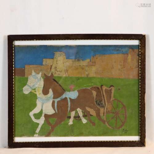 Erler - Pferde mit Turnierwagen, Öl auf Leinwand, …
