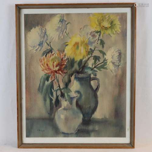 Gruber, M. (20.Jh.) - Zwei Vasen mit Blumen, 1946,…