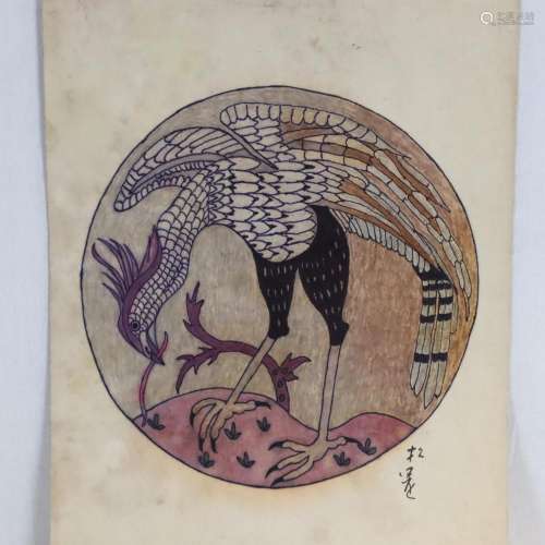 Japanischer Künstler - Greifvogel, Aquarell auf Pa…
