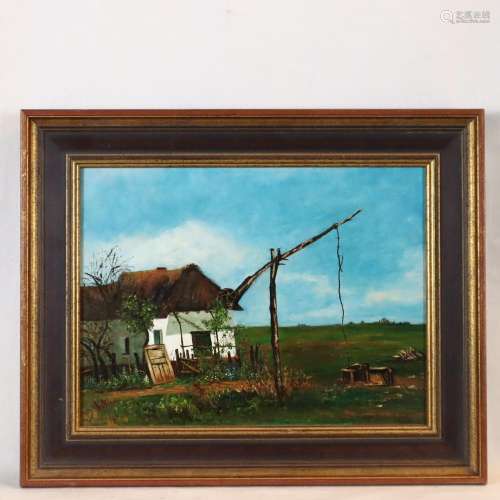 Lang, M. - Landschaft mit Bauernhaus und Brunnen, …