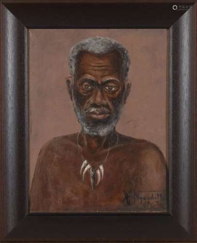 Portrait d'homme par Marc Ngandu, XXeme siècle. Hu…