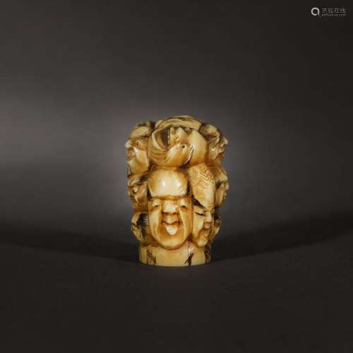 Miniature ivory statuette of two noh and ky_gen th…