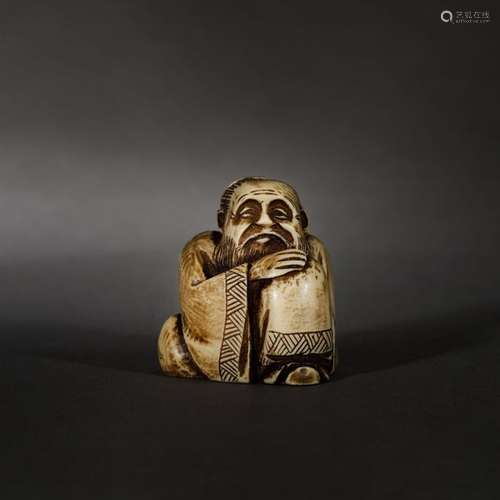 Ivory netsuke of a scholar, Meiji Era, Japan, the …