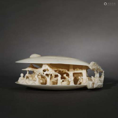 Ivory netsuke of a traditional household inside of…