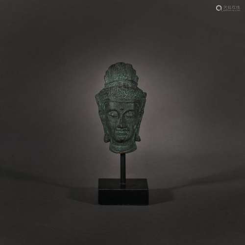 Fragment of a statuette representing a Buddha head…